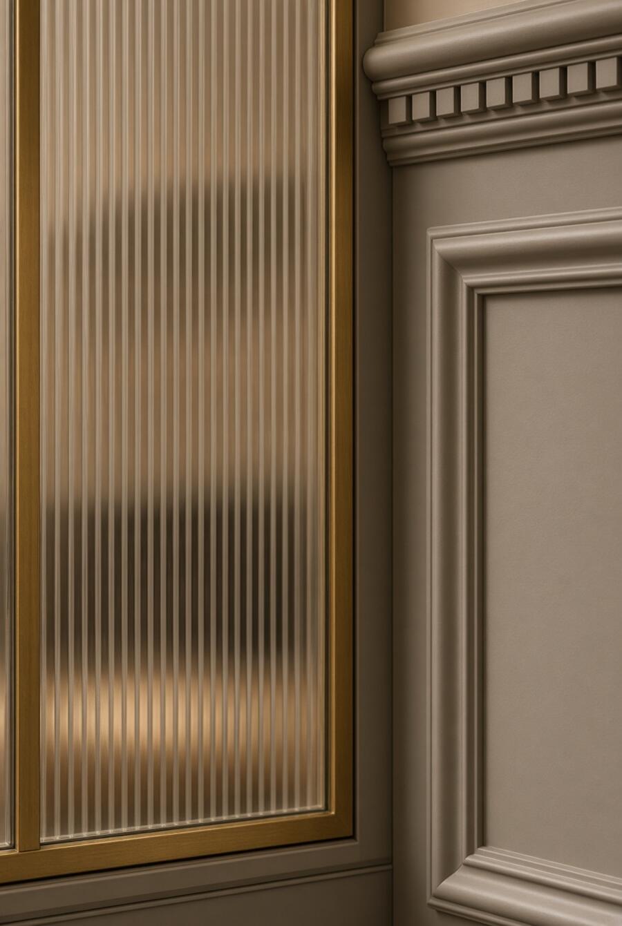 Fluted glass and millwork detail